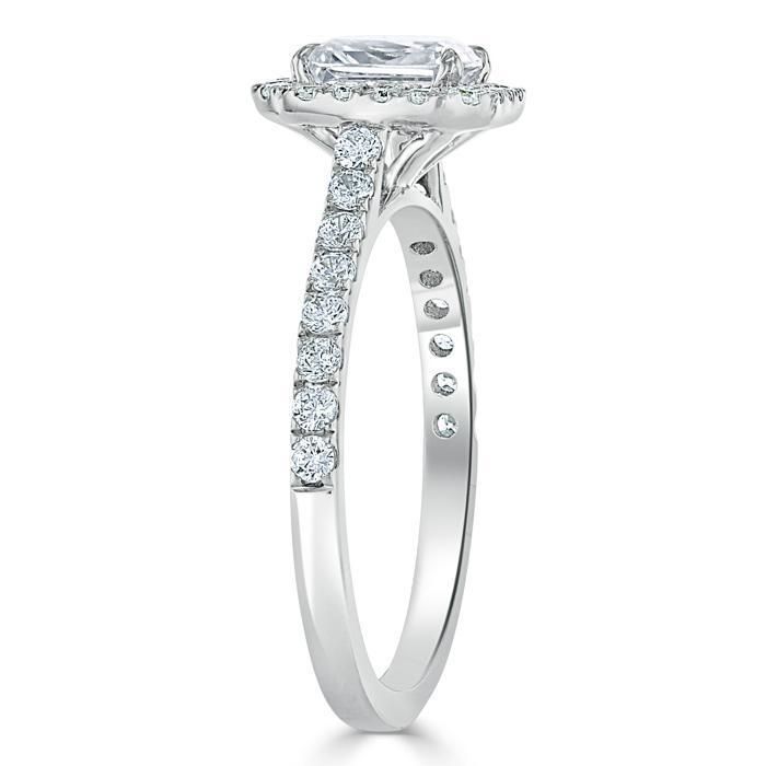 Custom Made Engagement Rings Uk  Radiant Cut Moissanite Halo Engagement Ring, Classic Style