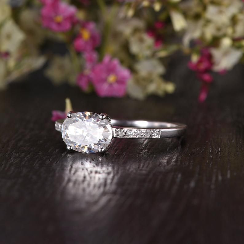 Engagement Rings Dubai   Oval Cut Moissanite Engagement Ring, Vintage Design