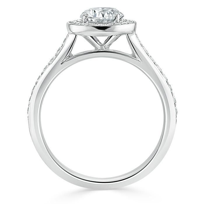 Moissanite Engagement Rings Australia Round Cut Moissanite Halo Engagement Ring, Tiffany Style