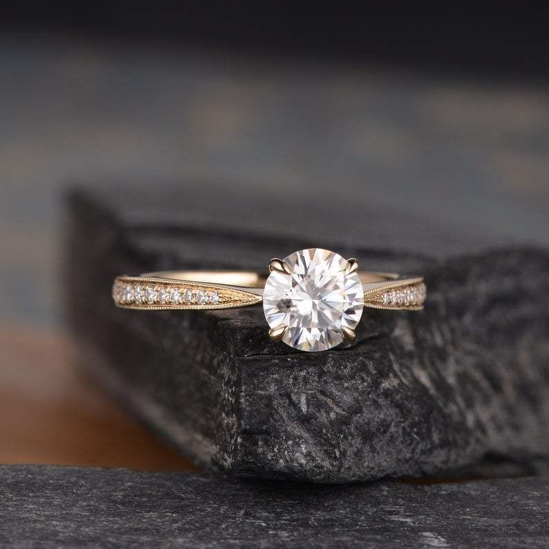 Affordable Engagement Rings Nz  Round Cut Moissanite, Classic Design