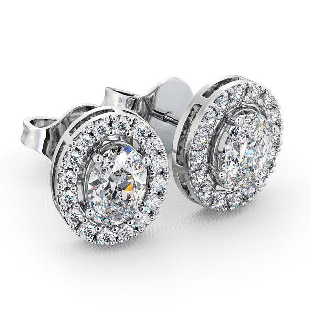 Couple Wedding Rings Dubai  Halo Earrings 1.45ct each, Oval Cut