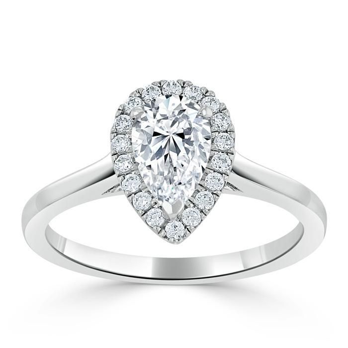 Wedding Ring Dubai  Pear Cut Moissanite Halo Engagement Ring