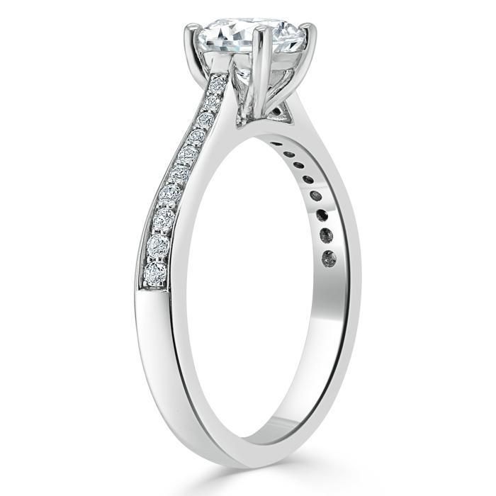 Moissanite Engagement Rings Canada  Round Cut Moissanite Engagement Ring, Classic Style