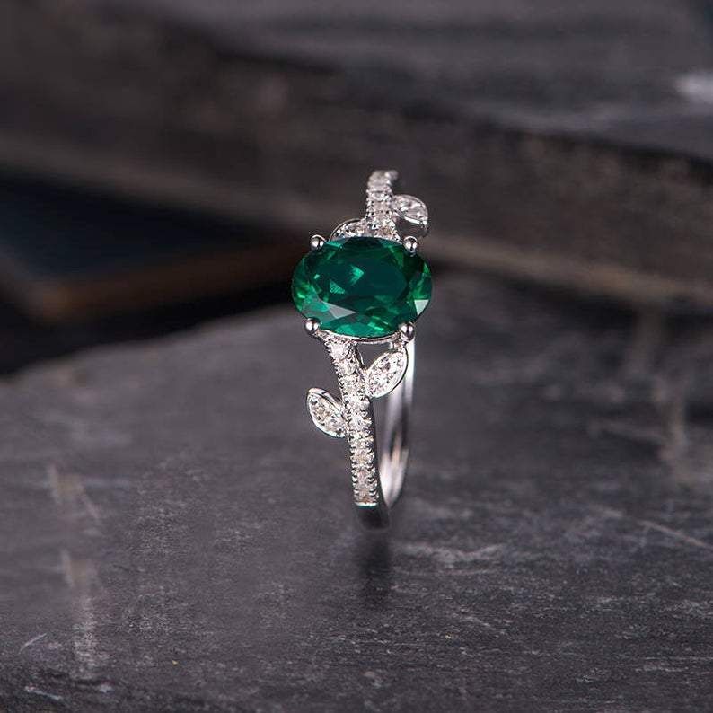 Wedding Bands Dubai  Nature Inspired Emerald Engagement Ring