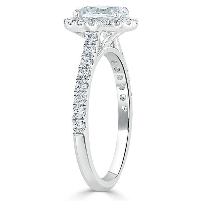 Wedding Ring Saudi Arabia  Oval Cut Moissanite Halo Engagement Ring, Tiffany Style