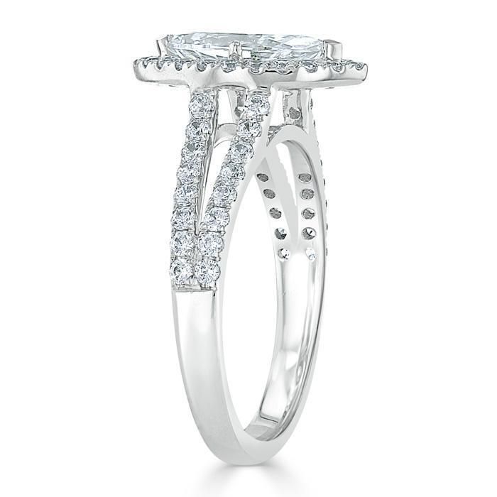 Wedding Ring Dubai Gold Souk Price Marquise Cut Moissanite Halo Engagement Ring, Tiffany Style