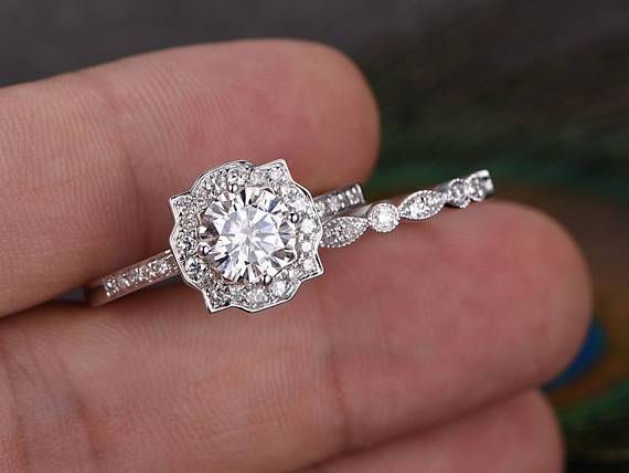 Diamond Rings Ireland  Vintage Art Deco Style Bridal Ring Set