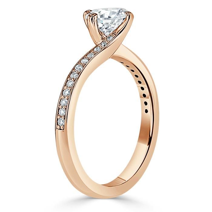 Affordable Engagement Rings Nz  Round Cut Moissanite Twist Engagement Ring, Classic Style