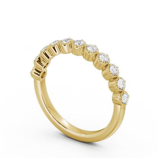 18k Gold Wedding Ring Price In Dubai  Half Eternity Ring, Round Cut With Milgrain Edge