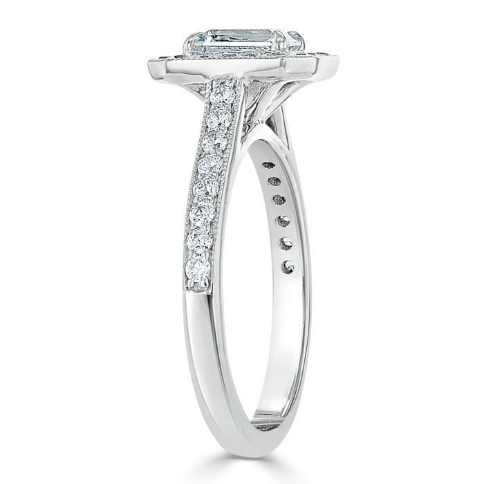 Gold Wedding Ring Price In Saudi Arabia  Emerald Cut Moissanite Engagement Ring, Classic Halo