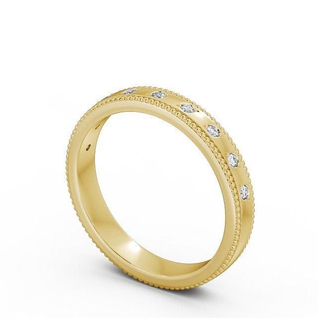 18k Gold Wedding Ring Price In Dubai  Half Eternity Ring, Round Cut, Milgrain Edge