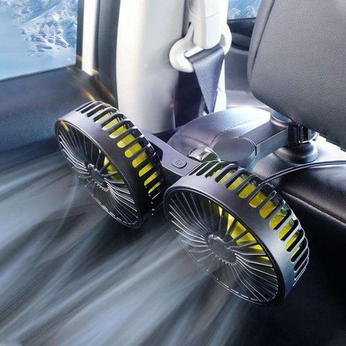 Hot car fan 12V24V car rear electric fan multi-function adjustment high wind power seat back double head fan