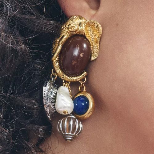 Retro imitation pearl pendant earrings