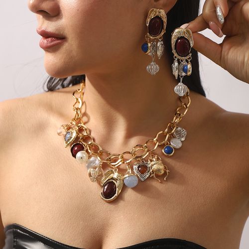 Retro imitation pearl pendant earrings