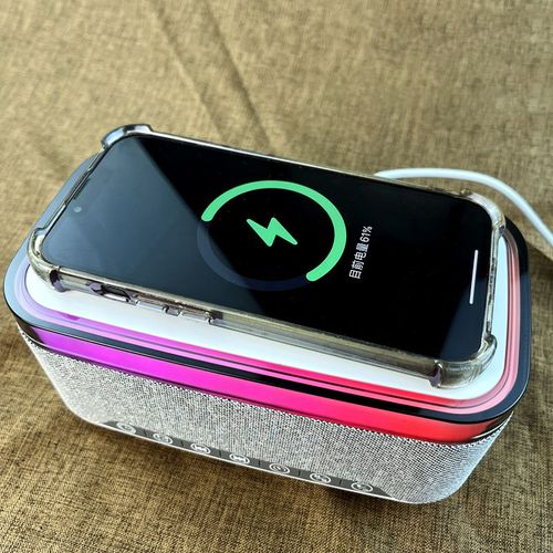 Wireless Charging Bluetooth Speaker Alarm Clock LED Lights Plug-in Wireless Desktop Mini Speaker ❤️