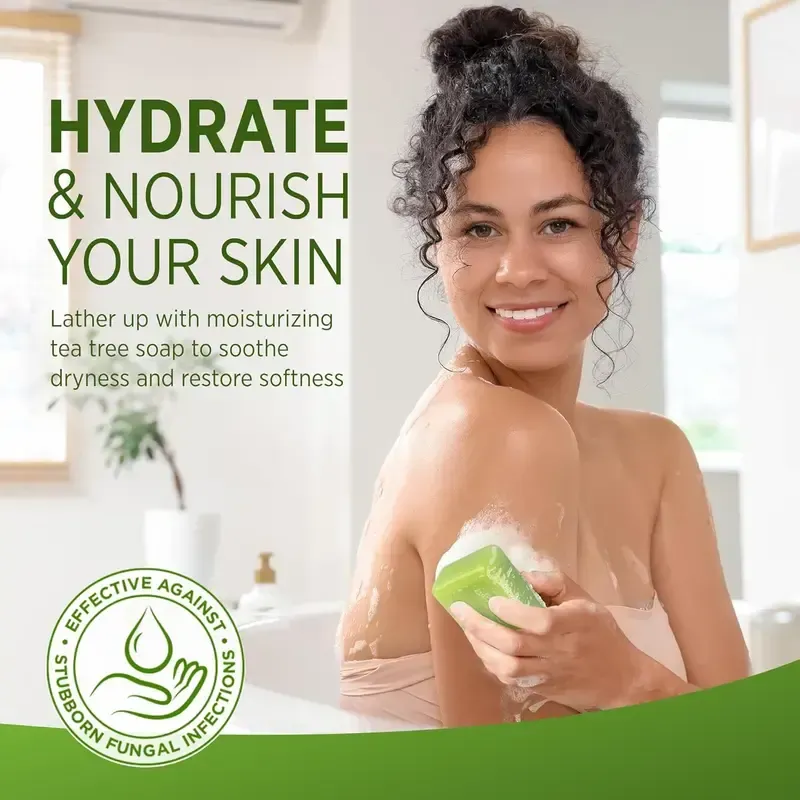 Tea Tree Soap: Antifungal Antibacterial Treatment for Face & Body Acne, Athlete's Foot, Tinea, Folliculitis, Ringworm, and Jock Itch