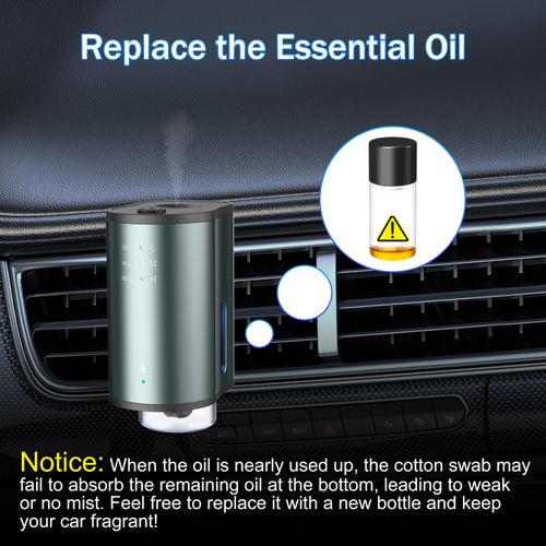 Smart Car Air Freshener with Three Adjustable Concentration Scent Levels, Portable Waterless Car Diffuser Air Freshener Car Aromatherapy Diffuser, 3*10ML Natural Perfume