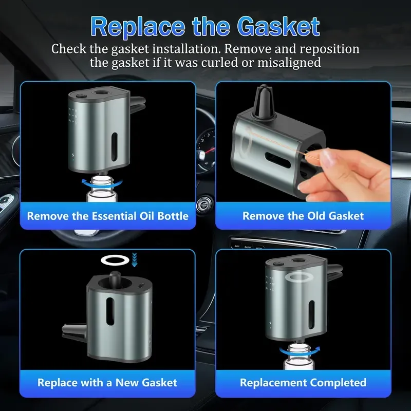 Smart Car Air Freshener with Three Adjustable Concentration Scent Levels, Portable Waterless Car Diffuser Air Freshener Car Aromatherapy Diffuser, 3*10ML Natural Perfume