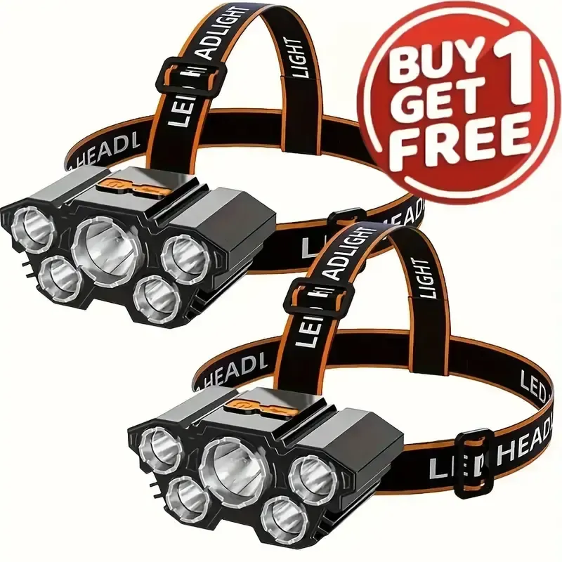 2 Pack Rechargable Headlamp, Led Head Lamp with 3 Modes, Waterproof Head Lights For Forehead, Hard Hat Light, Adjustable Head Flashlight For Adults, Bright Coast Headlamp for Outdoor Camping, Hiking, Running