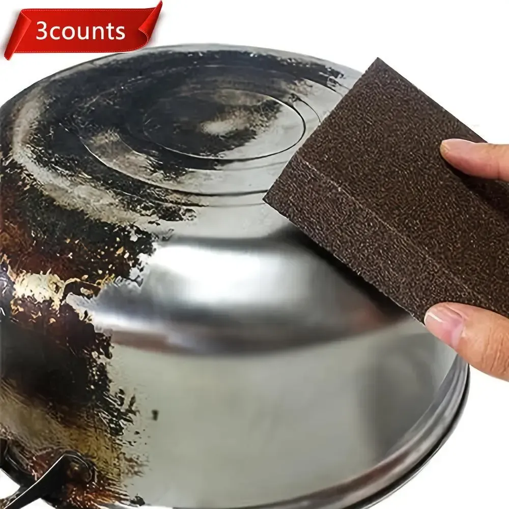 Emery Magic Cleaning Sponge, 3 Counts Pot Bottom Rust Remover Scrubber, Household Kitchen Cleaning Gadgets, Scrubber Sponges, Cleaner