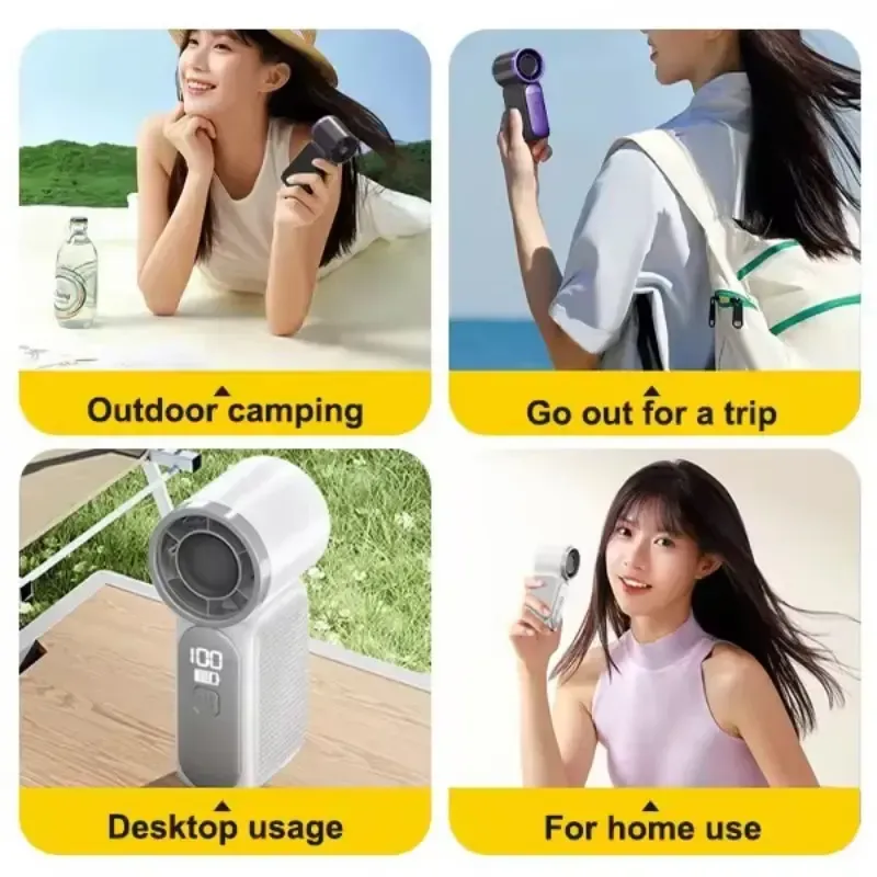 Mini Handheld Fan, Small Purse Fan for Women, Pocket Fan, Makeup Fan, High-Speed Turbo, 6-Gear Adjustable with LED Display, USB Rechargeable, Portable Fan for Travel, Outdoor, Girls Valentine's Day gift, USB Powered Fan
