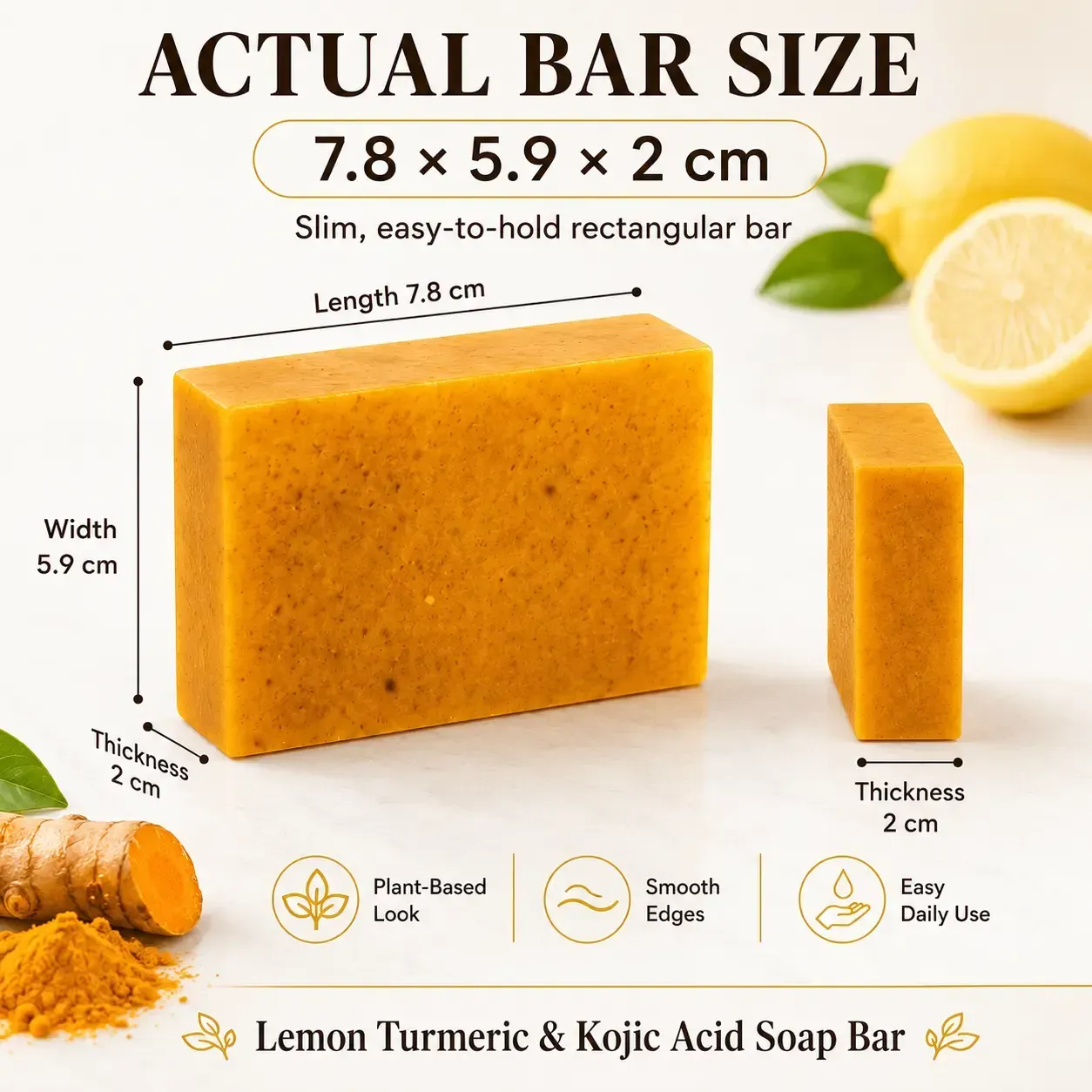 Lemon Turmeric Kojic Acid Soap Bar for Face & Body, Daily Brightening Cleanser for Smoother Radiant Skin, Gentle Citrus Scent for All Skin Types, 100g Bar with Soap Bag, Body Care, Spa At Home
