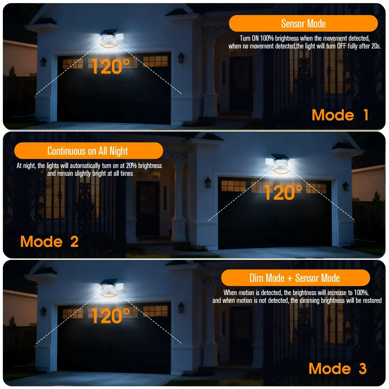 Hoodink Solar Outdoor Lights 4500LM 306LED Security Lights with Remote Control, 4 Heads Motion Sensor Lights, IP65 Waterproof, Easy Install, 270°Wide Angle Flood Wall Light with 3 Modes for Backyard Yard