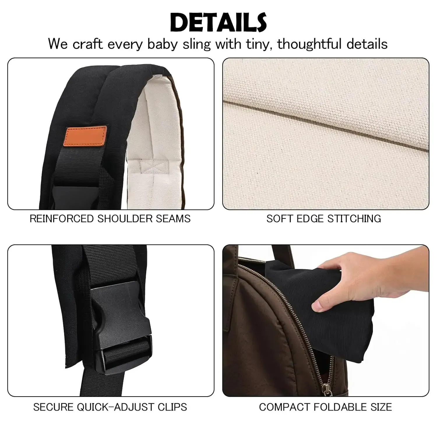Baby Sling Carrier for Infants and Toddlers 6-36 Months (10-30 lbs), Lightweight & Breathable Cotton Hip Shoulder Carrier-Adjustable, Easy-to-Wear Side & Front Carry Toddler Sling (Black)