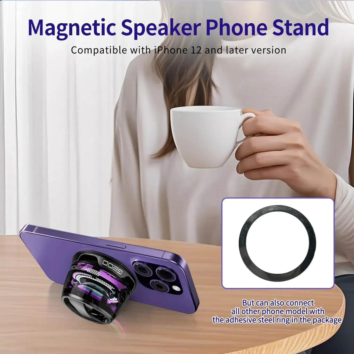 G200 Magnetic Bluetooth Speaker with RGB Light, 40mm Drivers, Bluetooth 5.3,Portable for Travel & C amping Adjustable Sound Volume
