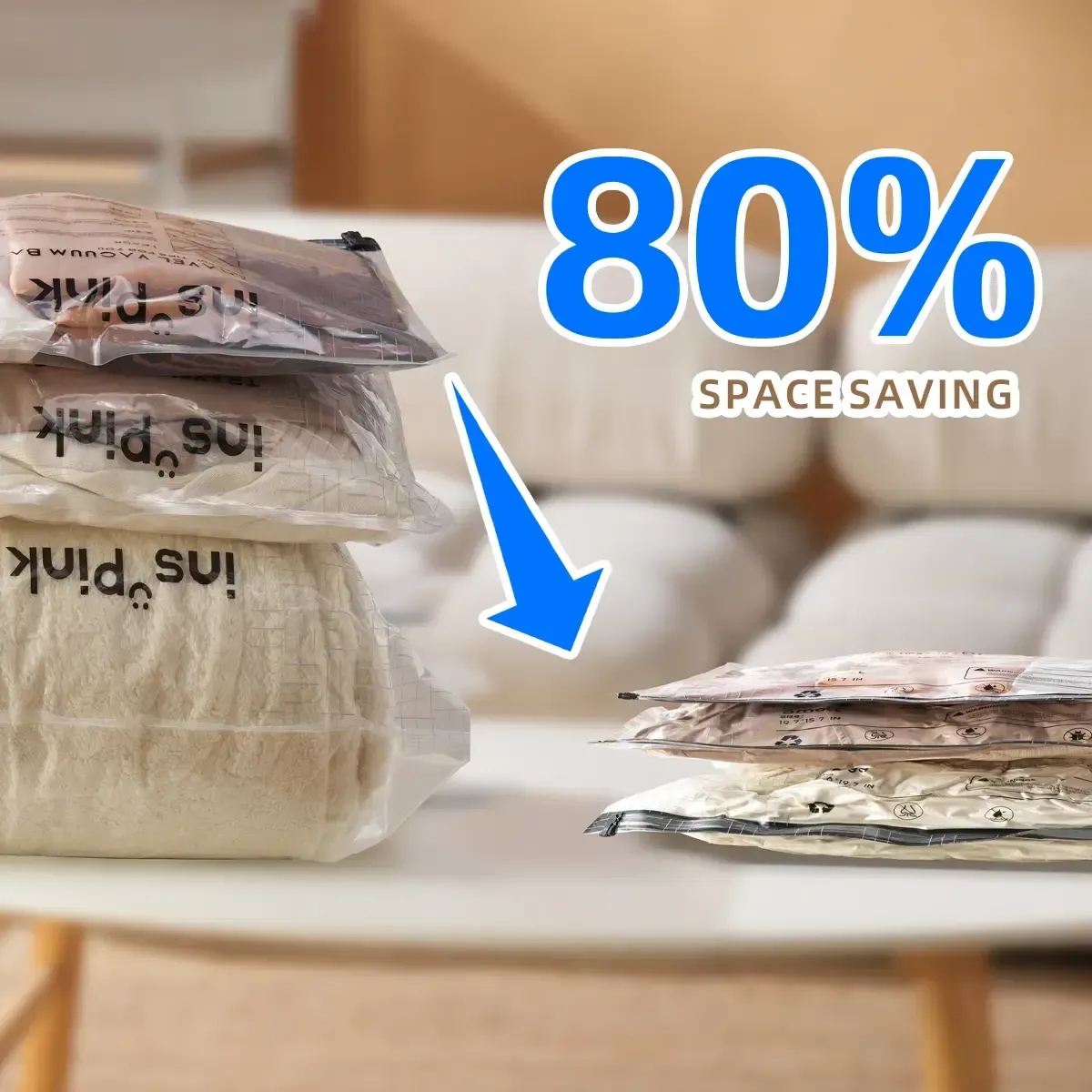 Travel Vacuum Seal Storage Bags with USB Rechargeable Electric Pump - Durable, Lightweight Multi-Sizes Organizer, Compact Space Saver, Grab-and-Go Storage for Garment, Outdoor Camping