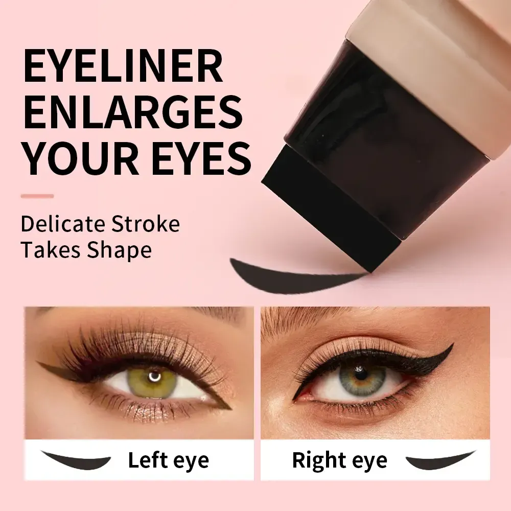 2Pack Rotating Winged Eyeliner Transfer Tool Dual-Head Design for Precise Cat Eye & Winged Liner, Waterproof Smudge-Proof Formula