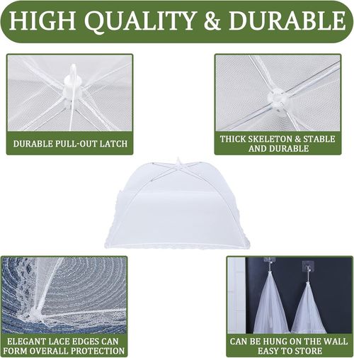 Foldable Food CoverMesh Food CoverPortable Food Shelter Picnic Supplies Ideal for Outdoor Picnics, Bbqs & Parties ContainersHousehold Itemsfor SaladWhiteKitchenUtensilsLightweight Fruit Hygiene Barbecue