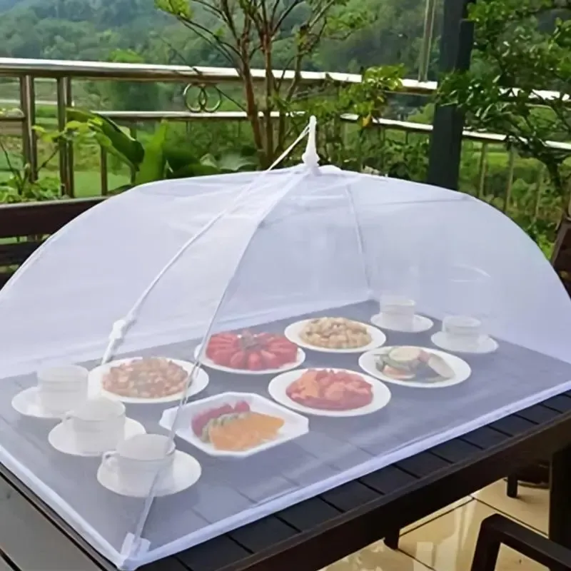 Foldable Food CoverMesh Food CoverPortable Food Shelter Picnic Supplies Ideal for Outdoor Picnics, Bbqs & Parties ContainersHousehold Itemsfor SaladWhiteKitchenUtensilsLightweight Fruit Hygiene Barbecue