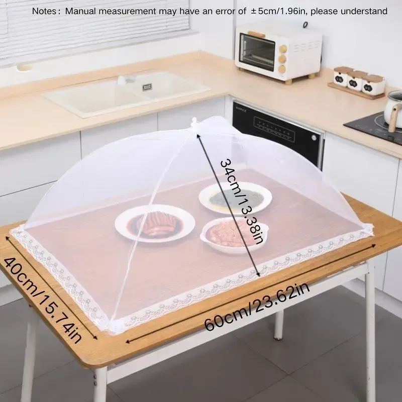 Foldable Food CoverMesh Food CoverPortable Food Shelter Picnic Supplies Ideal for Outdoor Picnics, Bbqs & Parties ContainersHousehold Itemsfor SaladWhiteKitchenUtensilsLightweight Fruit Hygiene Barbecue