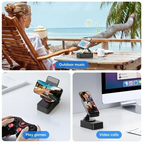 5 in 1 Wireless Audio Bluetooth Speaker Portable & Foldable Stand Emergency Power,5.3FM HD Bassup Answer Calls, for iPhone Android