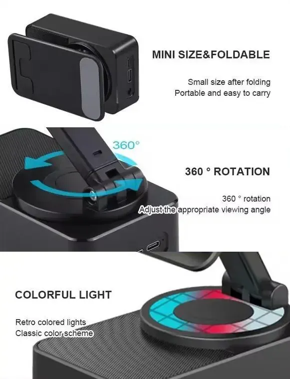 5 in 1 Wireless Audio Bluetooth Speaker Portable & Foldable Stand Emergency Power,5.3FM HD Bassup Answer Calls, for iPhone Android