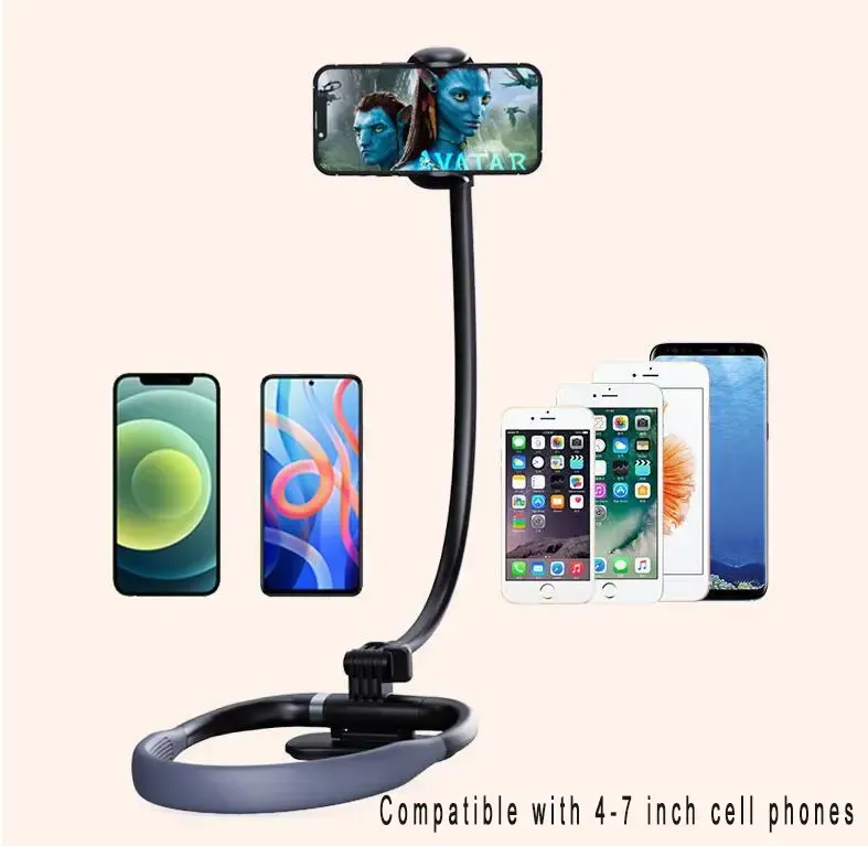 Neck Phone Holder 16 Flexible Gooseneck Magnetic Lock Hands-Free Stand for Bed DeskTravel Fits 4-7 Phones | Live Streaming  Vlogging Mount Cellphone Smartphone Grip Black US Silicone Adjustable Selfie Stick Stabilizer Multifunctional Selfie