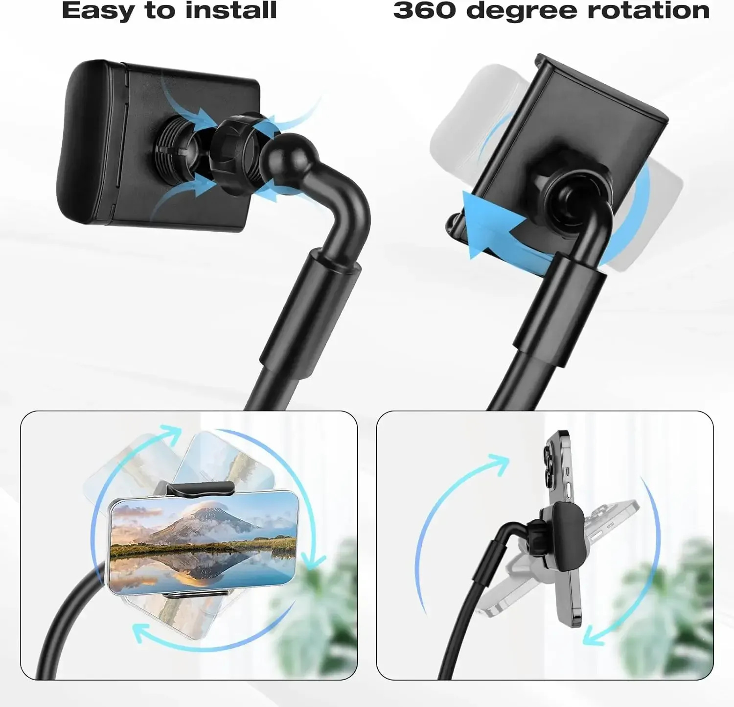 Neck Phone Holder 16 Flexible Gooseneck Magnetic Lock Hands-Free Stand for Bed DeskTravel Fits 4-7 Phones | Live Streaming  Vlogging Mount Cellphone Smartphone Grip Black US Silicone Adjustable Selfie Stick Stabilizer Multifunctional Selfie