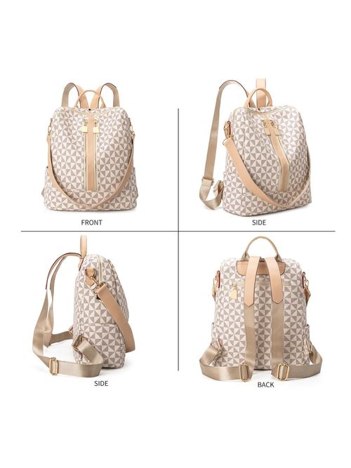 Fashionable Geometric Pattern Backpack & Wallet Set, Large Capacity Vintage Multifunctional Backpack, Versatile High-quality Daily Commuting Bag Set, Purse Backpack Combo, Backpack Plus Purse Combo