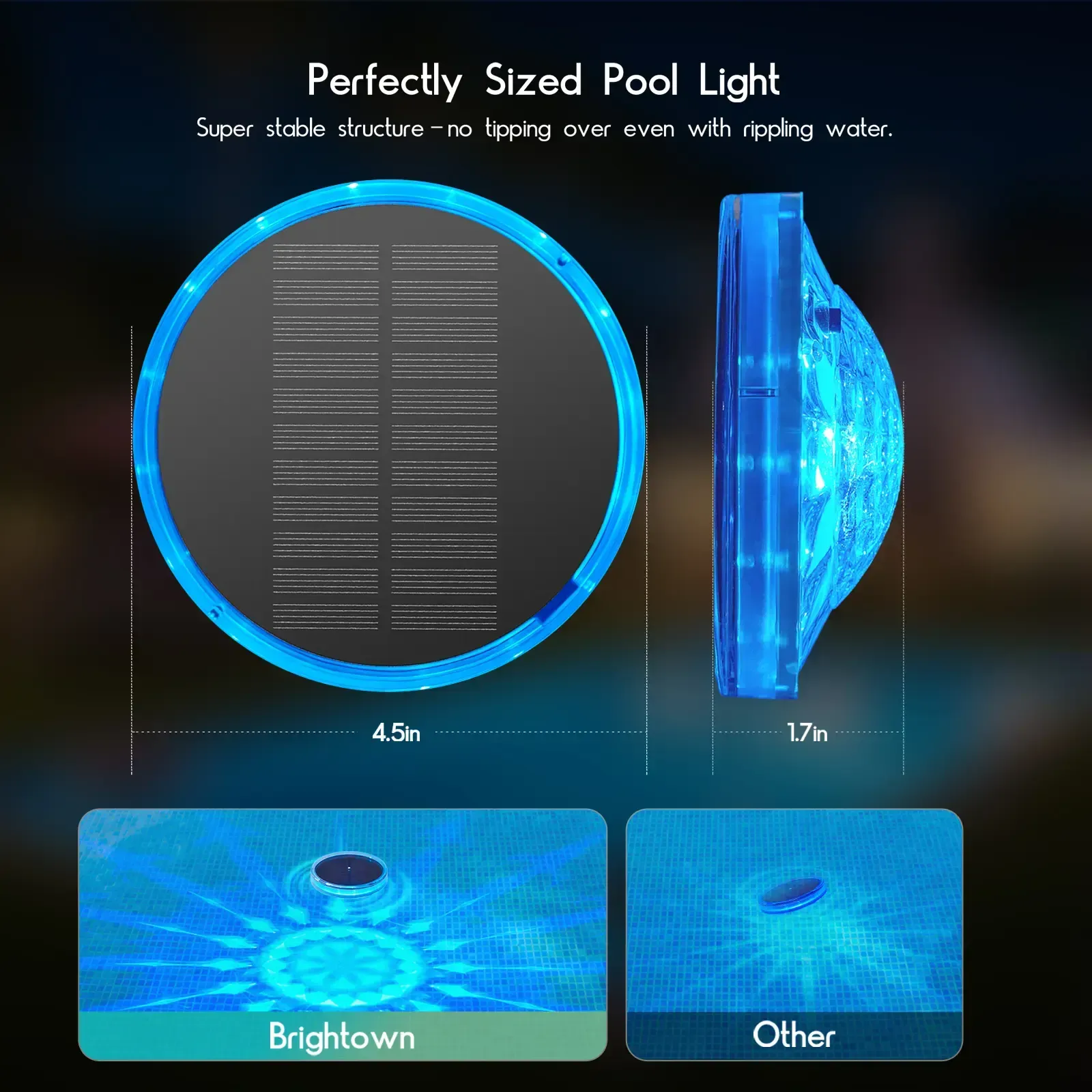 2pack Solar Floating Pool Lights, RGB Pool Lights with Remote Control, IP68 Waterproof for Above-Ground Pools, Pool Parties, Inground Pools & Hot Tubs