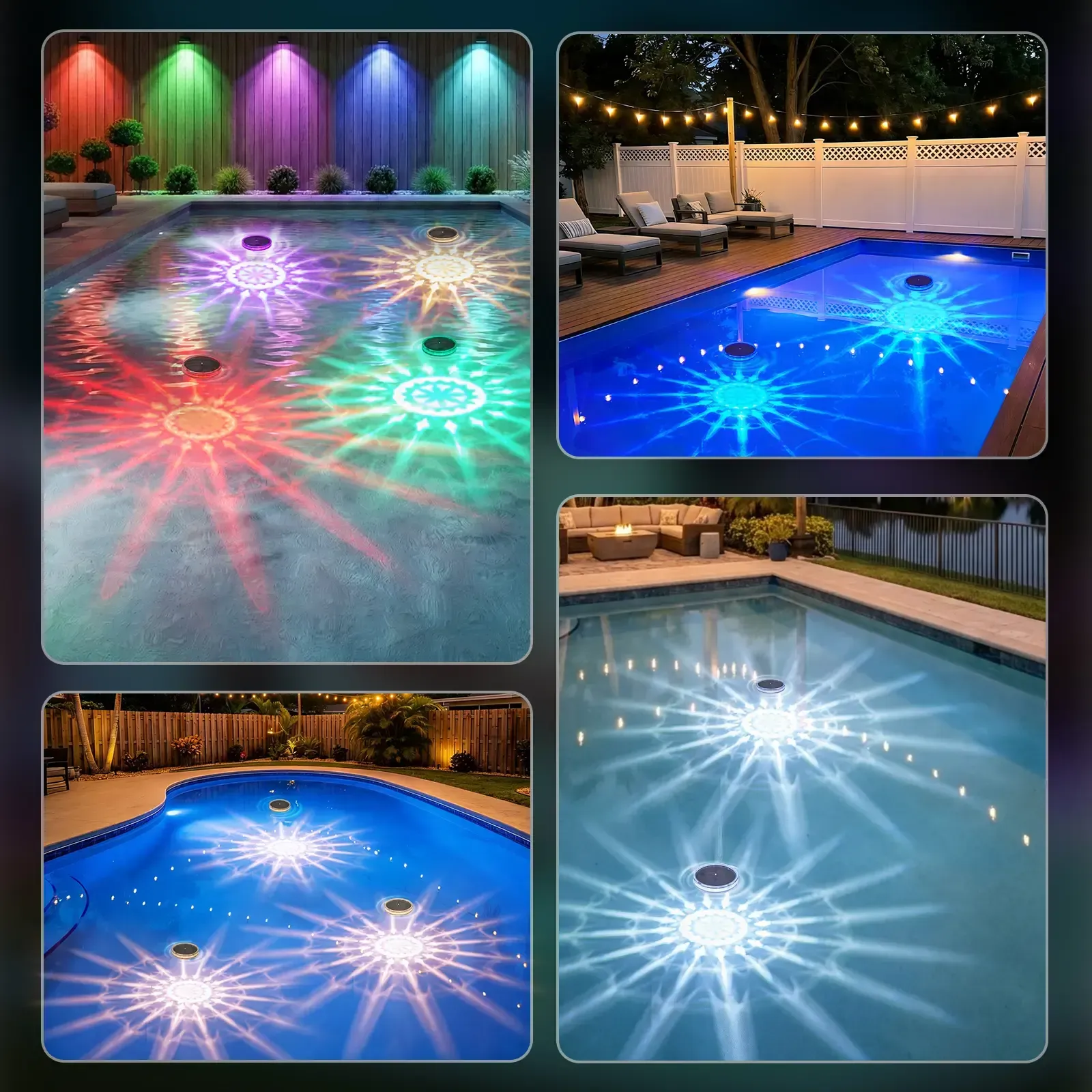 2pack Solar Floating Pool Lights, RGB Pool Lights with Remote Control, IP68 Waterproof for Above-Ground Pools, Pool Parties, Inground Pools & Hot Tubs