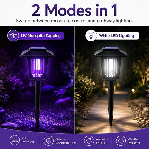 2 Pack Solar Mosquito Zapper Light Auto OnOff Outdoor Lawn Landscape Lamp