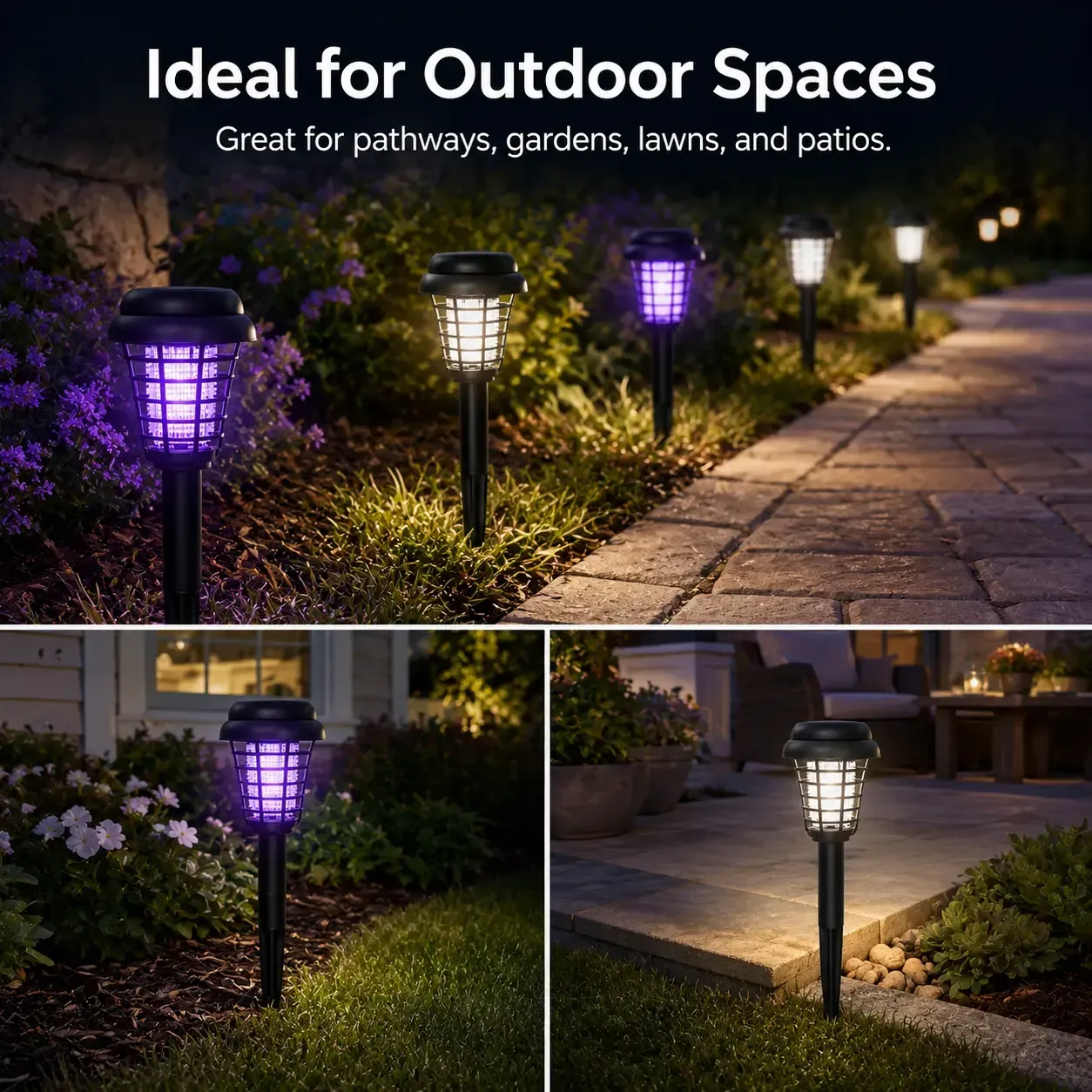 2 Pack Solar Mosquito Zapper Light Auto OnOff Outdoor Lawn Landscape Lamp