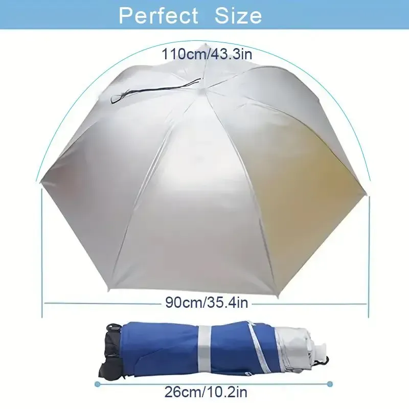 Uv Protection Umbrella Hat, Hands Free Adjustable Umbrella Cap, Sun Protection Folding Umbrella Hat for Fishing, Golf, Camping, Hiking, Beach, and Gardening, Beach Umbrella Summer Umbrella, Fishing Accessories, Outdoor Umbrella, Lightweight Umbrella