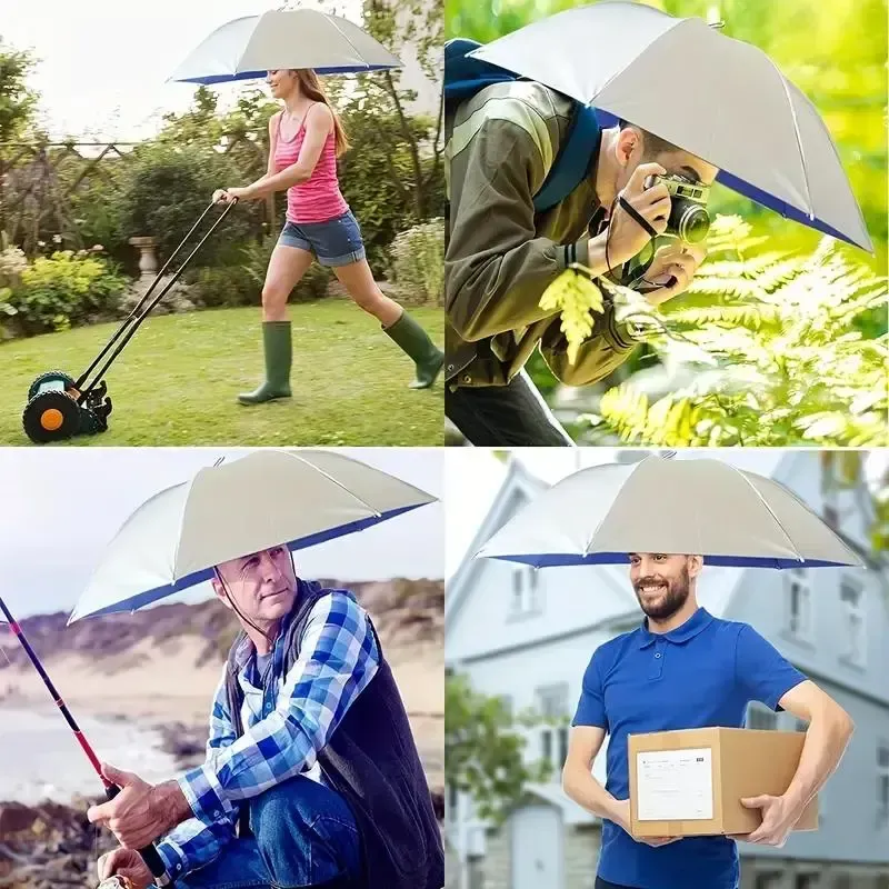 Uv Protection Umbrella Hat, Hands Free Adjustable Umbrella Cap, Sun Protection Folding Umbrella Hat for Fishing, Golf, Camping, Hiking, Beach, and Gardening, Beach Umbrella Summer Umbrella, Fishing Accessories, Outdoor Umbrella, Lightweight Umbrella