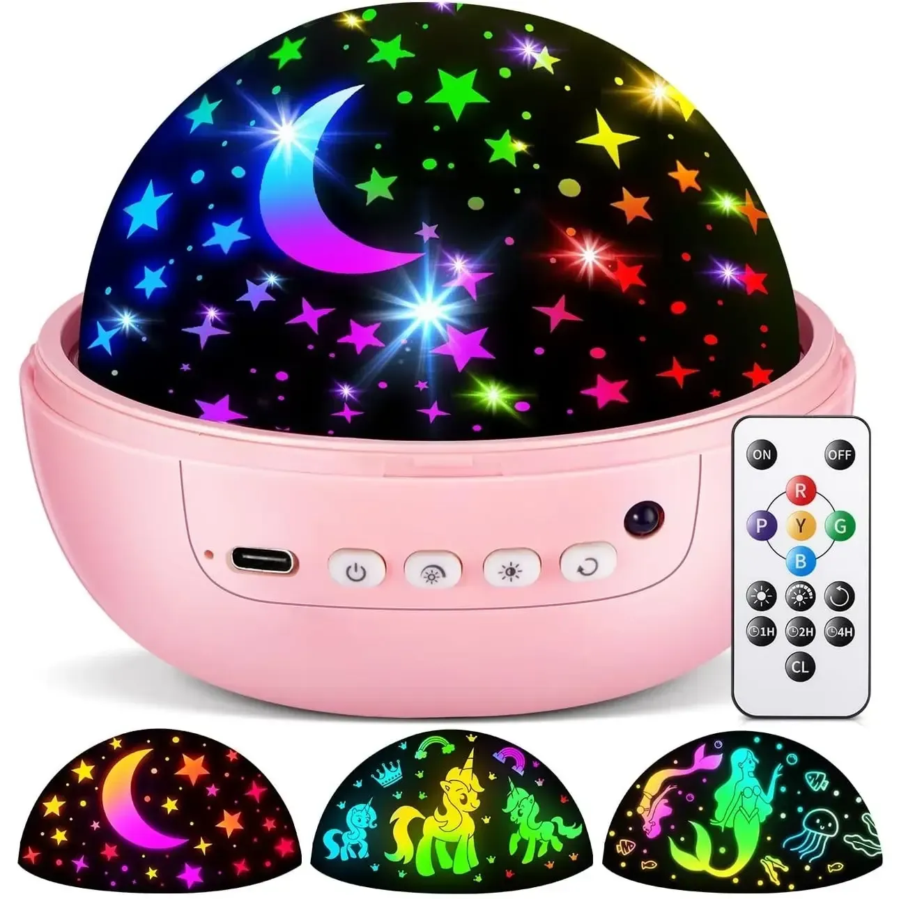 A gift that all children like. Children's night light 93 with 10 pieces of children's night light projectors, 12 children's songs, and a remote-controlled adjustable light star projector.