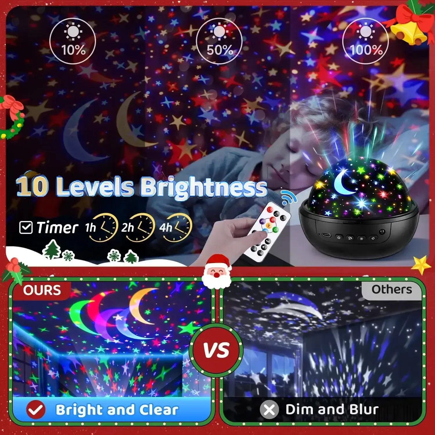 A gift that all children like. Children's night light 93 with 10 pieces of children's night light projectors, 12 children's songs, and a remote-controlled adjustable light star projector.