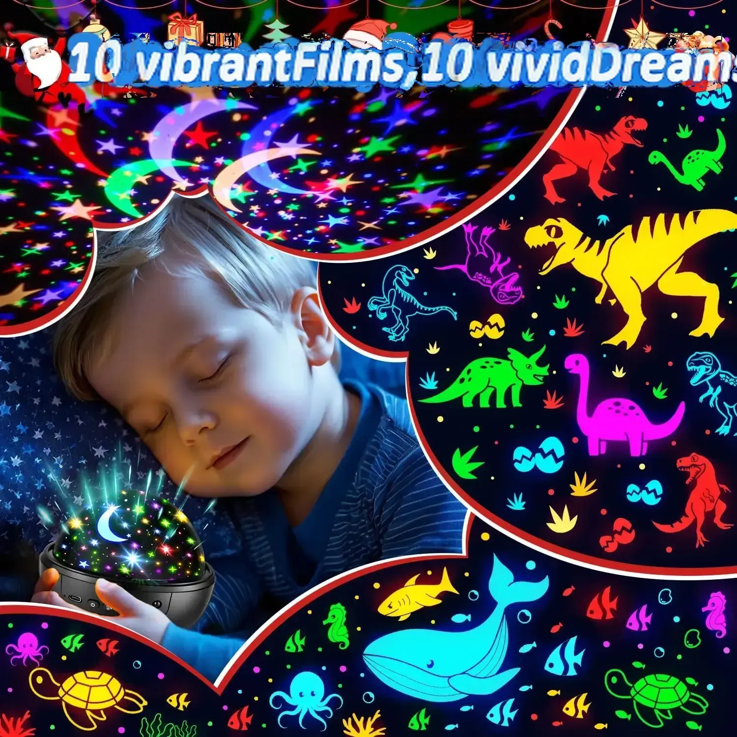 A gift that all children like. Children's night light 93 with 10 pieces of children's night light projectors, 12 children's songs, and a remote-controlled adjustable light star projector.