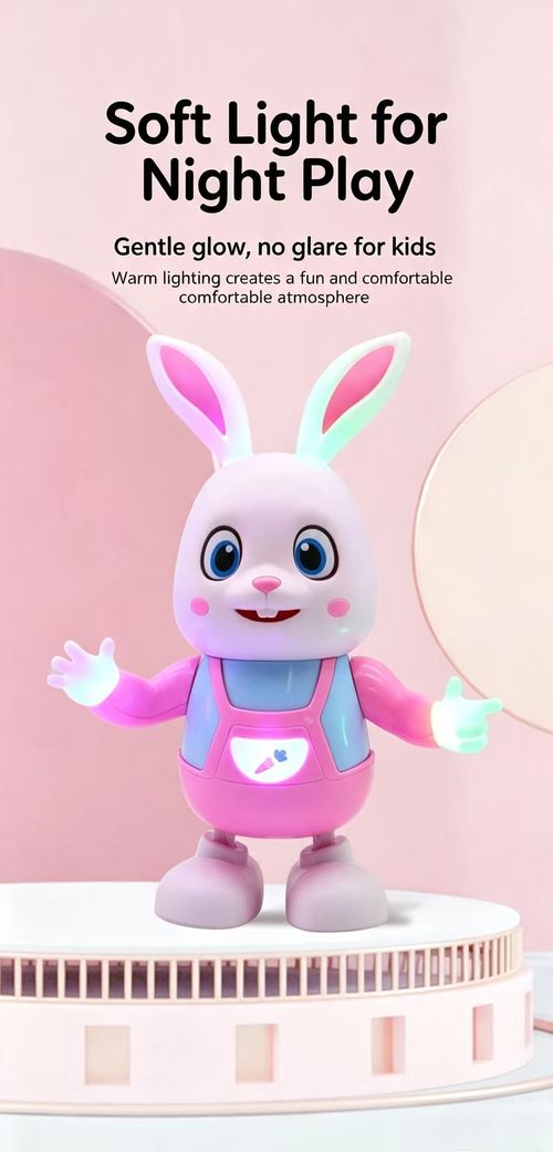 Cute Dancing Drumming Rabbit Toy! 20 Kids Songs, Colorful Lights, Swing & Dance. Lights can be turned off, eye-friendly for babies!