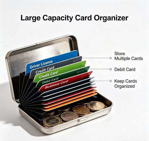10 Slots RFID Blocking Metal Card Holder, Ultra‑Slim Stainless Steel Anti‑Scan Wallet for Credit ID Cards